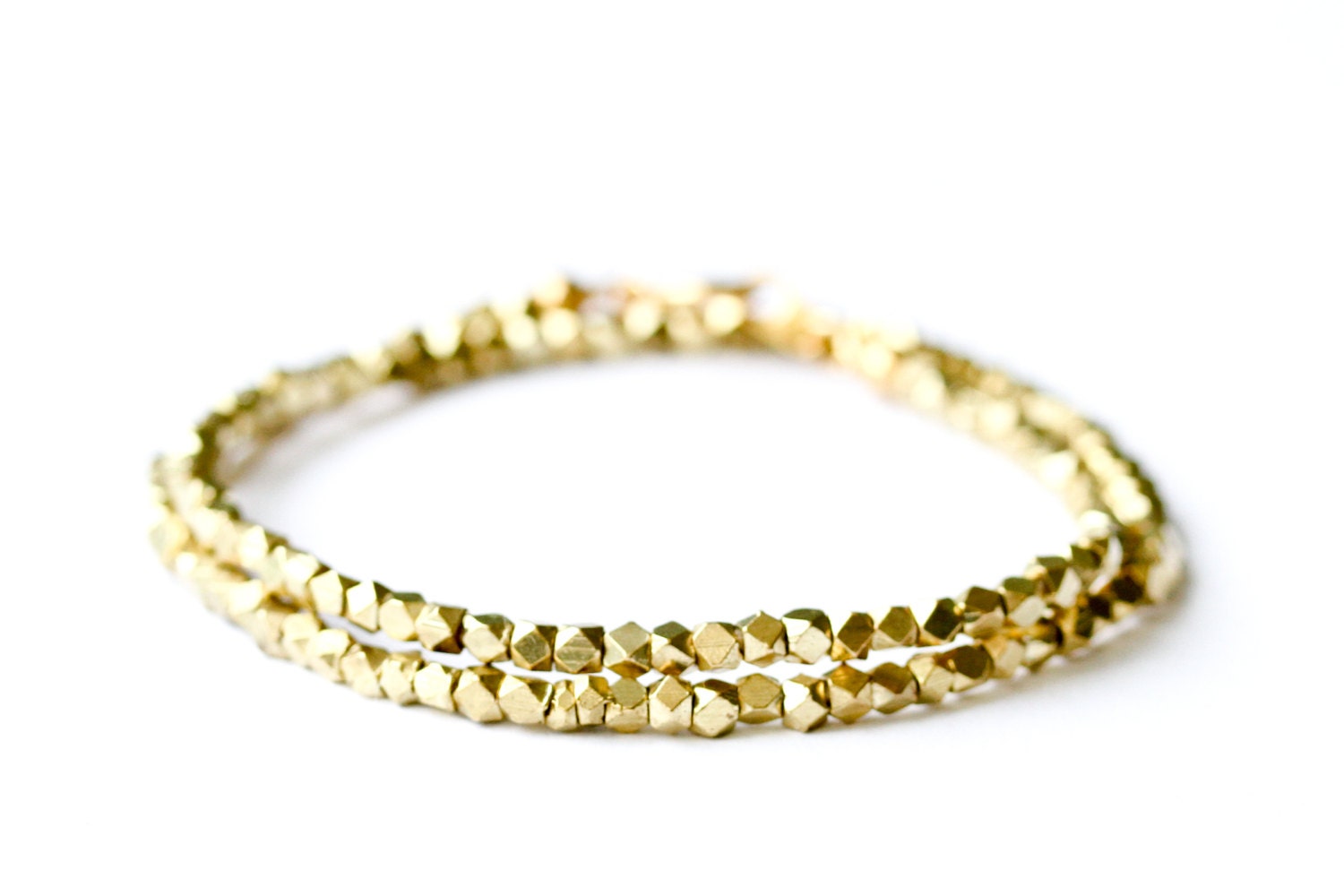 Gold bracelet - gold bead bracelet - faceted gold cube bracelet - - bridesmaid gift - gold jewelry - Sea and Cake jewelry