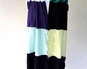 Fine merino wool color block knit scarf wrap neck warmer