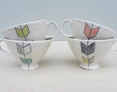 Porcelain Arrow Tale Patterned Cappuccino Cup
