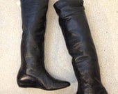 Vintage, Black, Tall, Over the Knee, Leather, Boots, Made in, Brazil,  Women's, Size, 9, 10