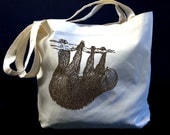 SLOTH Poly Cotton TOTE - Hand Screen Printed American Apparel Bag - made in USA
