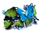 Statement bracelet with butterfly. Branch bracelet. Leather jewelry