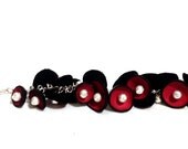 Charm bracelet. Pod leather bracelet. Burgundy color