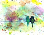 Love Birds Watercolor Print