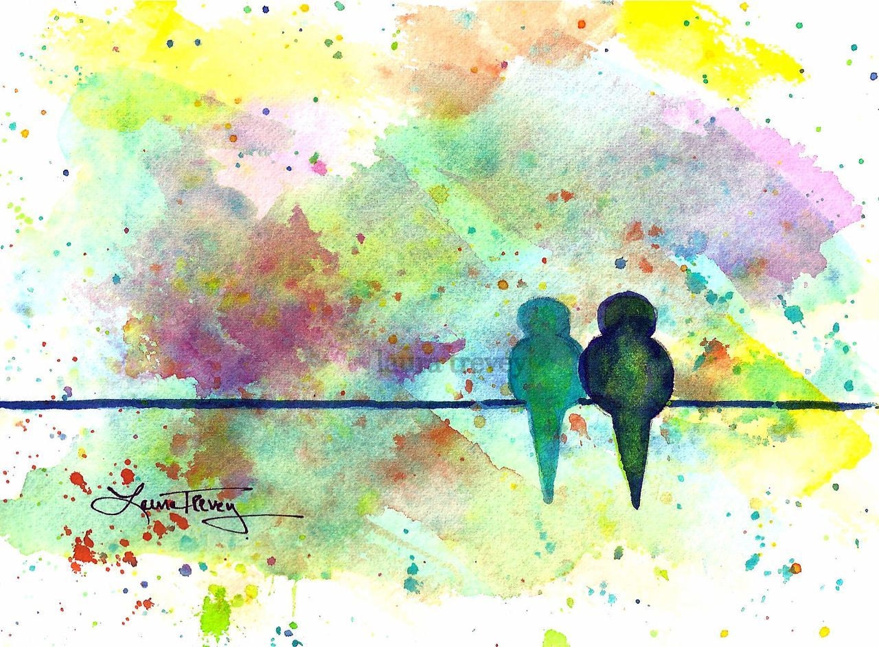 Love Birds Watercolor Print