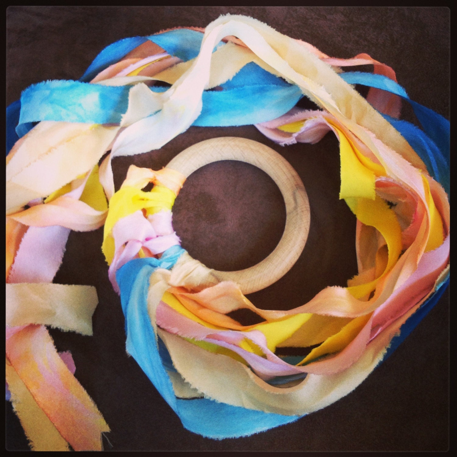 Silk Streamer Ring - Plant Dyed for Waldorf Play or Weddings