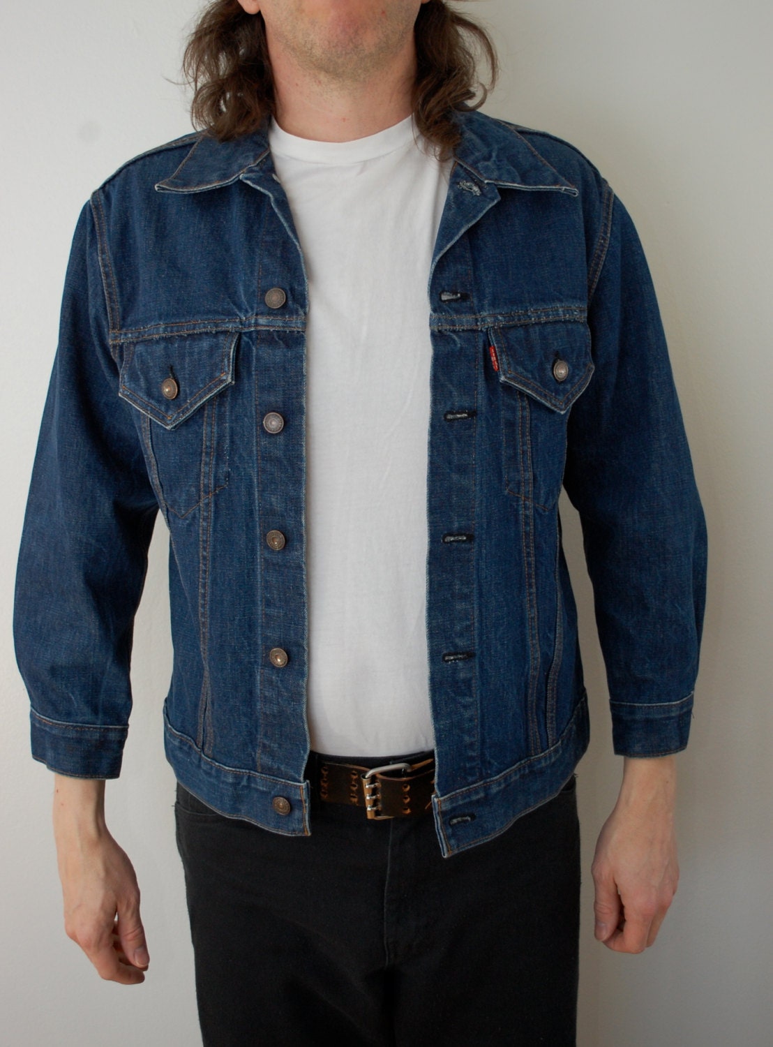 Vintage LEVI'S Denim Jean Jacket 2 pocket red tab Sz. 40 USA