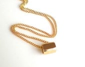Gold Tube Necklace, Geometric Necklace, Minimalist Necklace, Simple Necklace