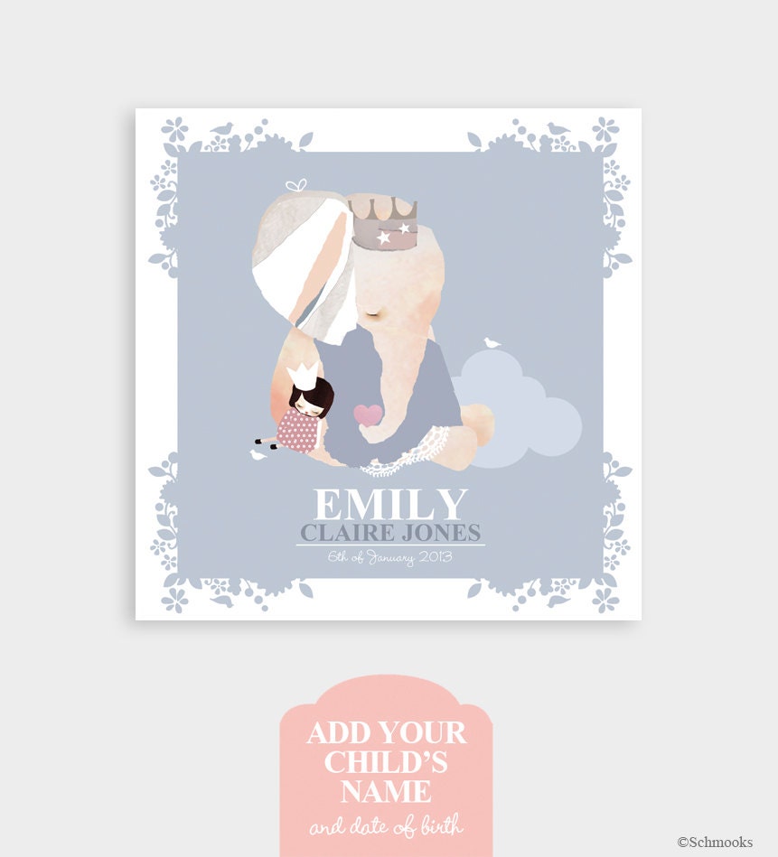 Personalized Custom Childrens Wall Art, Nursery Decor -  'My Friend Elly' by Schmooks