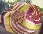 Lime, Cranberry and Chocolate Multi Stripe Summer Hat