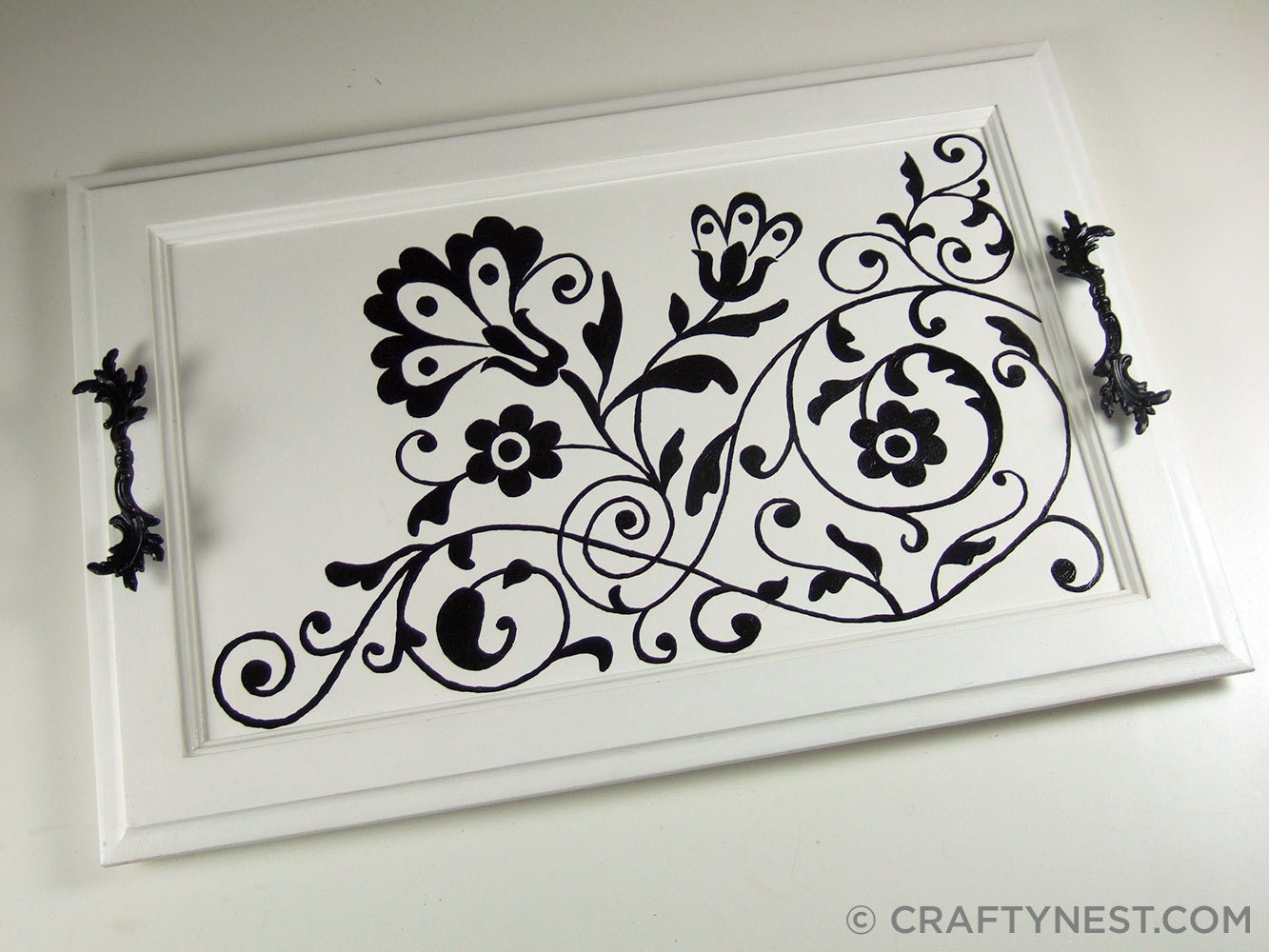 Salvaged cupboard door serving tray
