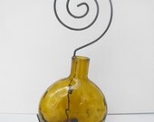 Funky Wall Vase Metal Swirl Amber Glass Bottle