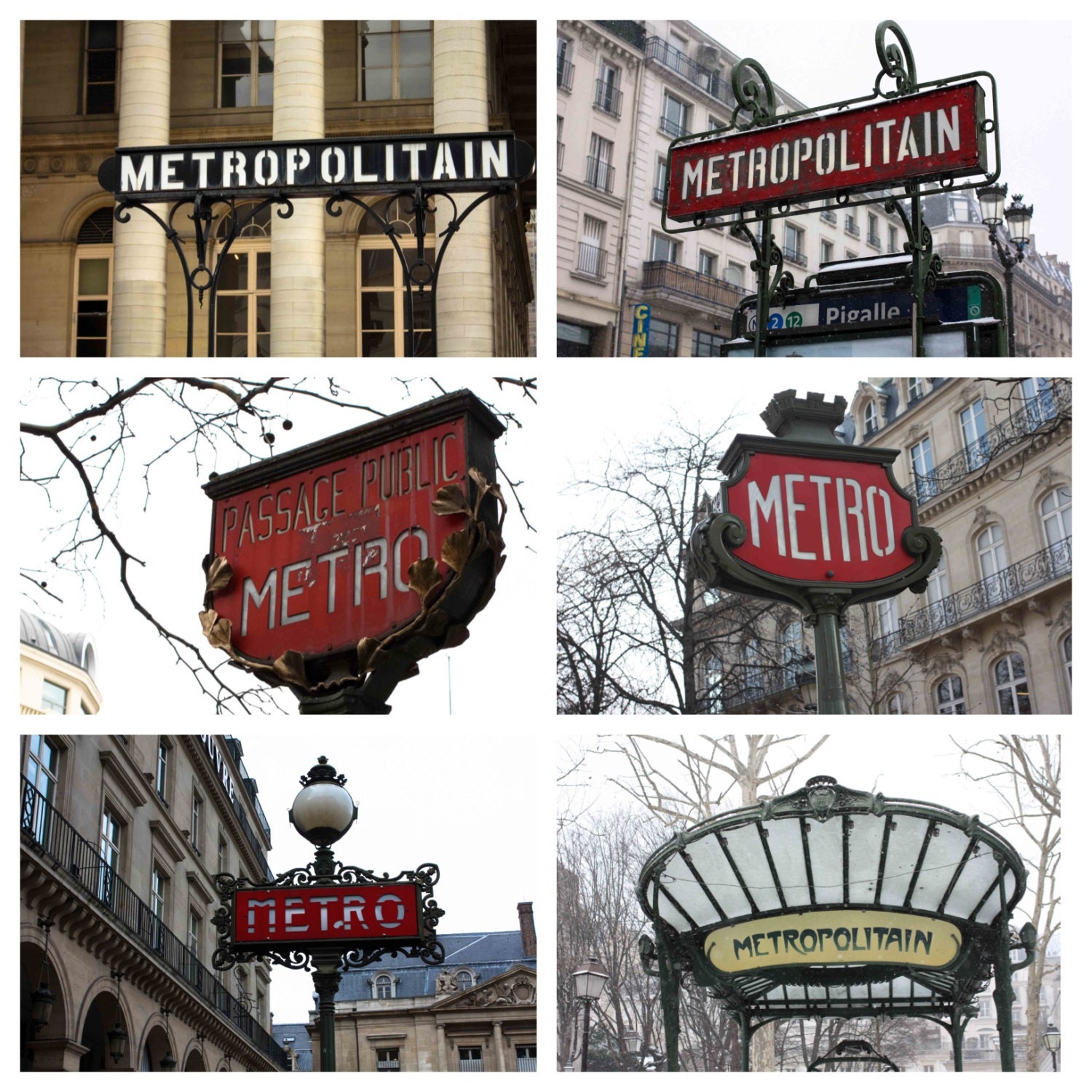 Paris Photography - Series of Paris Metro Station Signs - 8x8 fine art photograph - French home decor - Paris Wall art