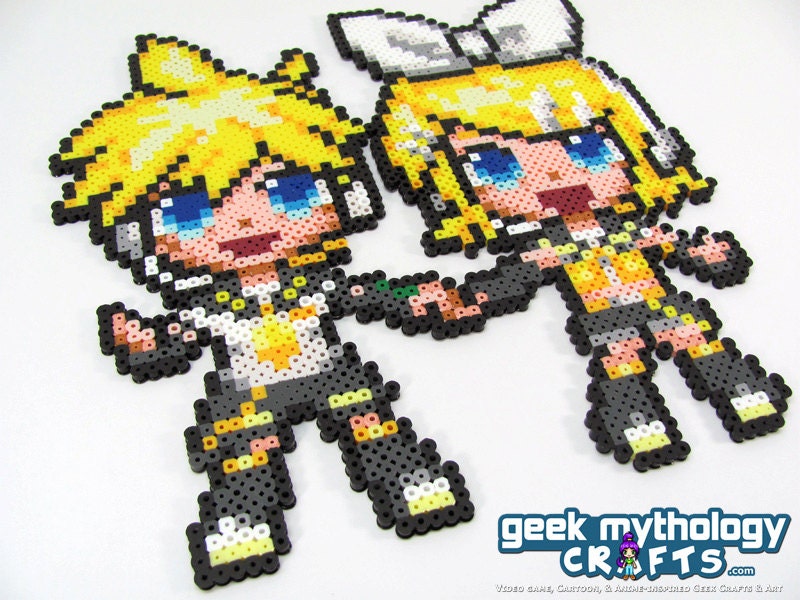 Vocaloid Rin & Len Kagemine Twins Perler Pixel Art Bead Sprite