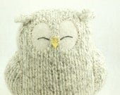 Upcycled Owl Home Decor Light Grey Sleepy Owl Felted Wool Lamb Wool Stuffing Nursery Decor Eco Friendly