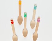 20 Wooden Ice Cream Spoons - OWLS - Great For School Lunches & Parties Il_170x135