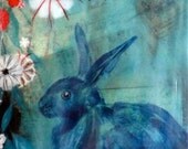 Woodland Rabbit blossoms-Mandolin Blue, Original