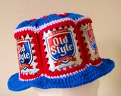 Crocheted Beer Can Hat - Old Style