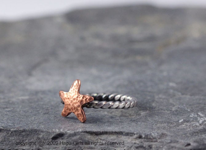 Starfish Rope Ring, summer jewelry, sea jewelry, beach jewelry,Ocean Jewelry, Twisted band, gifts for her