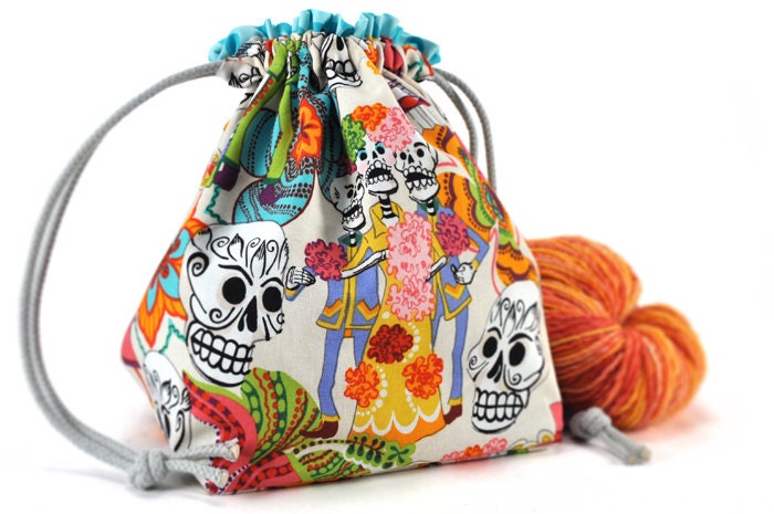 Knitting Project Bag Crochet Project Bag Square  - Los Novios