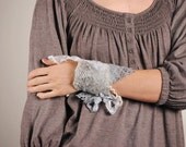 Nuno Felted Bracelet  Cuff Light Grey