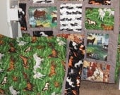 Horse Twin size quilt with pillowcase - Galloping Steeds, Equines. Green and Brown, 56 x 81 Ready to Ship, Great Gift for the Horse lover
