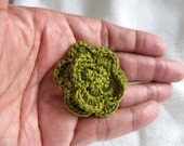 Crochet Boutonniere, Men's Tiny Olive Green Lapel Suit Flower