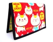 Knitting Crochet Pattern Holder - mi Pattern Wallet Supplies Chart Keeper - Meow so Lucky (Flannel)