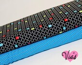 2 Yards Geo Ghost PAC-MAN :Timeless Treasures Spot On Turquoise Polka Dot Tiny Aqua Blue Video Game 80's Quilt Cotton Fabric Bundle Kit