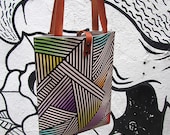 Leather tote / Laptop bag - Bold geometric No.3