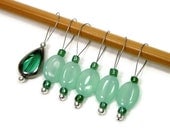 Beaded Knitting Stitch Markers Set, Green, Snag Free, Gift for Knitter, Direct Checkout, TJBdesigns