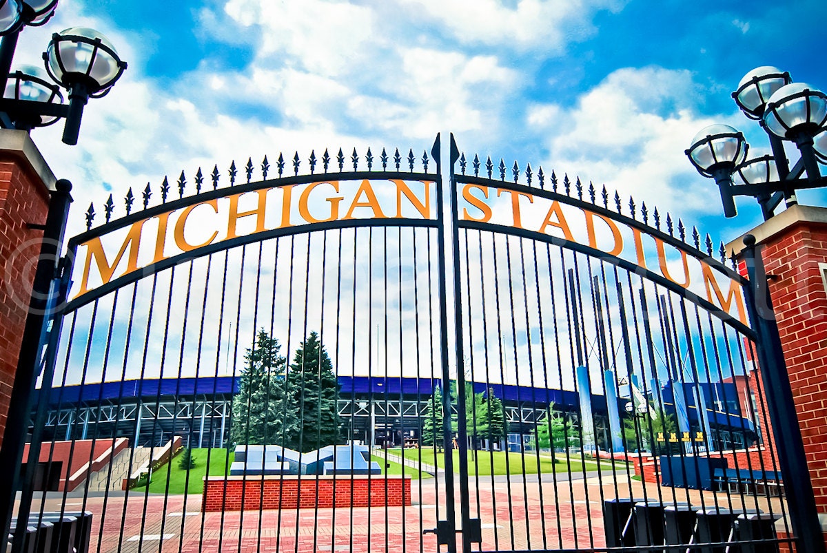 Michigan Stadium Gate University of Michigan Ann Arbor Fine Art Photograph on Metallic Paper