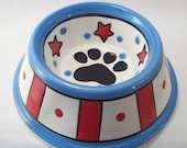 Feed Your Dog in Style Dog Bowl - Red White and Blue SMALL- Ready to Ship