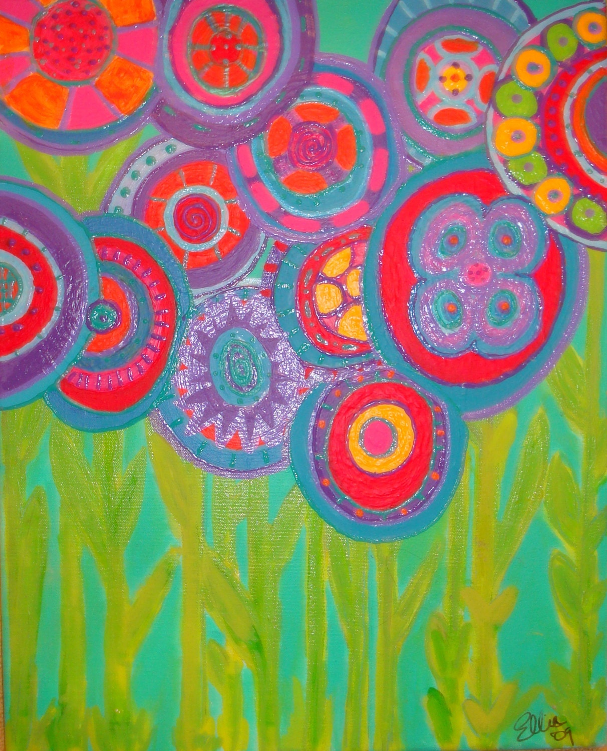 Painting, Spring Blooms, an acrylic painting on canvas, modern, abstract, flowers, floral,