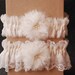 Wedding Garter Set - Ivory Chiffon with Ivory Lace, Chiffon Flower and Pearls - Alison