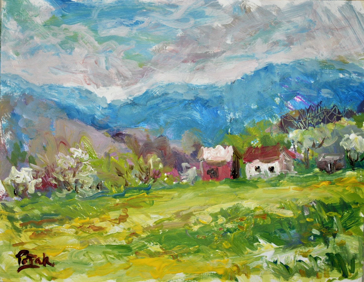 Spring Landscape Painting, impressionist art  by Russ Potak
