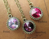 Graduation Gift Birthstone Necklace Swarovski Crystal Bridesmaid Jewelry Amethyst Purple Necklace Fuchsia Pink SPARKLE