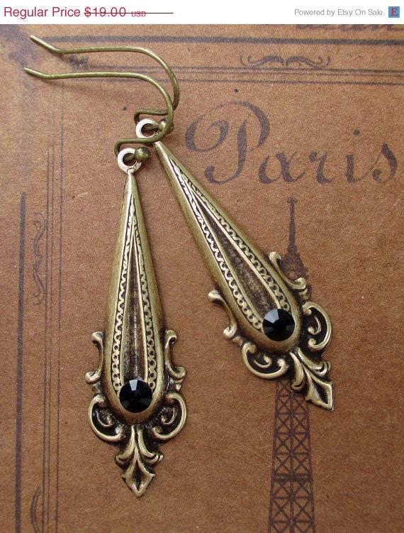 Memorial Day SALE 15% Off Art Deco Jewelry Great Gatsby Wedding Dangle Earrings Art Nouveau Victorian Rhinestone Downton Abbey Jewellery Br