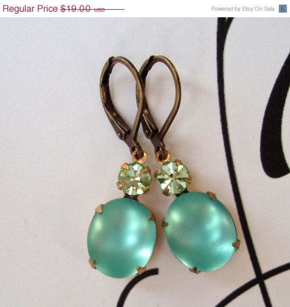 Memorial Day SALE 15% Off Bridesmaids Jewelry Aqua Earrings Vintage Beach Wedding Bridal Party Accessories ARIEL