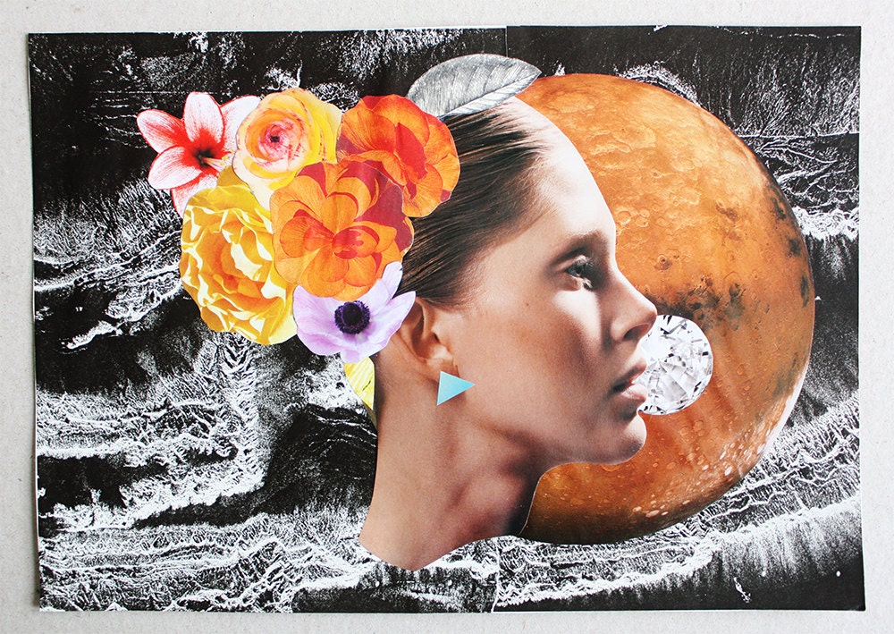 sent back to earth - original handmade collage by laura redburn