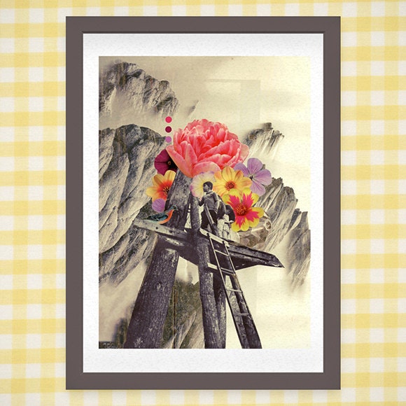 the truest thing we'd ever known - A4 art print - illustration, collage, vintage, flowers, poster, wall art, home decor