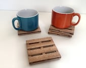 4 Coasters - Beverage Pallets - 4 cumala wood drink coaster set - Coffee Cup / Wine Glass Coasters -