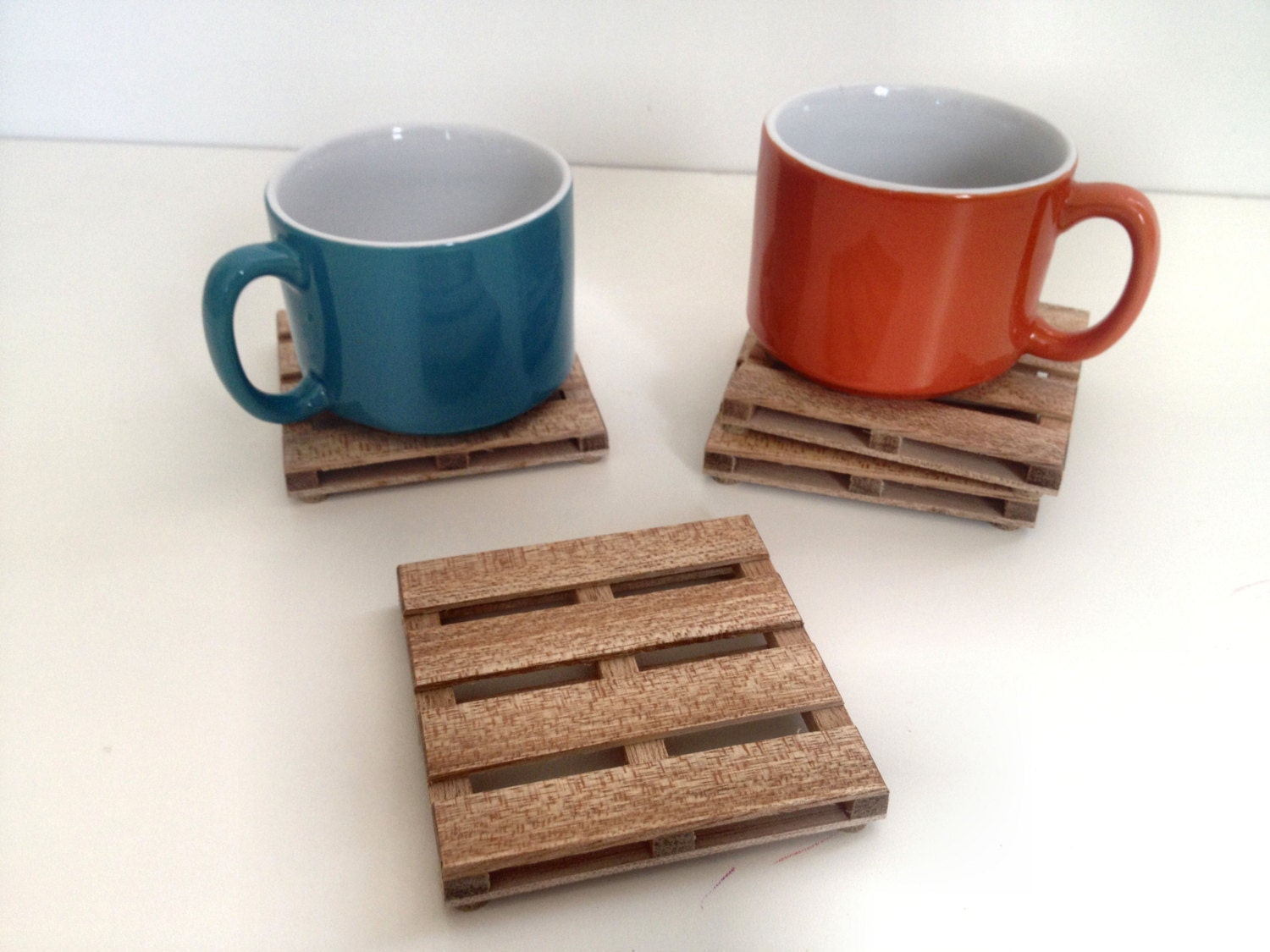 4 Coasters - Beverage Pallets - 4 cumala wood drink coaster set - Coffee Cup / Wine Glass Coasters -