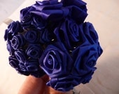 4 Dozen Blue Satin Ribbon Roses in w sizes