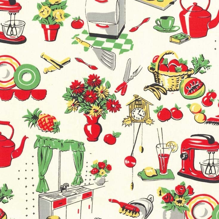 Fifties Kitchen Michael Miller Fabric Fat Quarter Retro