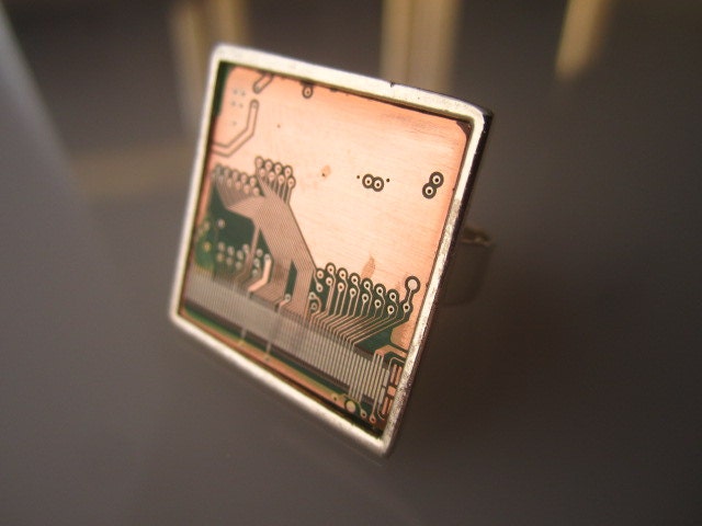 Circuit Tower Castle Upcycled Computer Board Ring