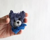 Puppy Brooch, 2,4", children jewelry, gray, blue