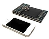 iPhone 5 wallet - gray and green wool plaid