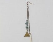 Single Earring Kyanite & Howlite Brass Triangle