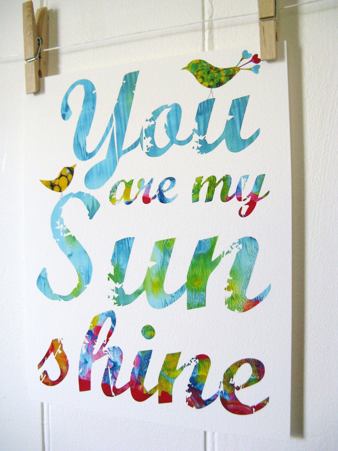 8 x 10 BLUE You Are My Sunshine Print